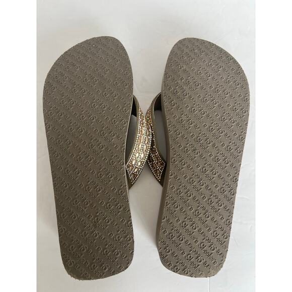 NWOT Skechers Vinyasa Glory Day Sparkly Straps Thong Flip Flop Wedge Sandal 8.5 - Picture 13 of 16